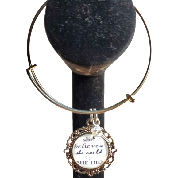 LIFE'S MOMENTS SILVER TONE WIRE DANGLE CHARM BRACELET - Picture 2 of 2